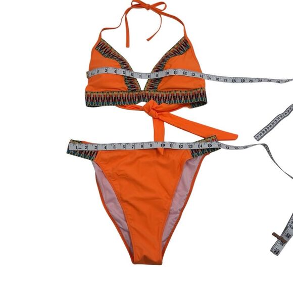 Southwestern Designs Fiesta Orange Halter Bikini sz. XXL - Picture 6 of 10